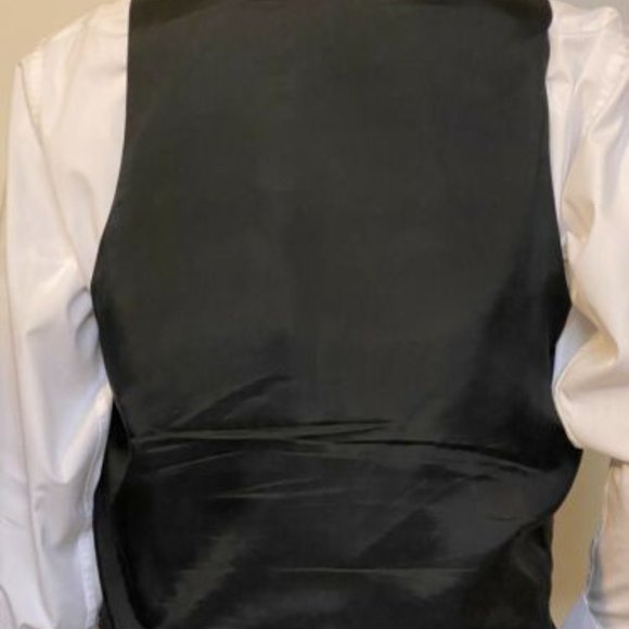 Saks Fifth Avenue Navy Blue Wool Blend Vest Large Italian Fabric Made Hong Kong - Picture 3 of 15